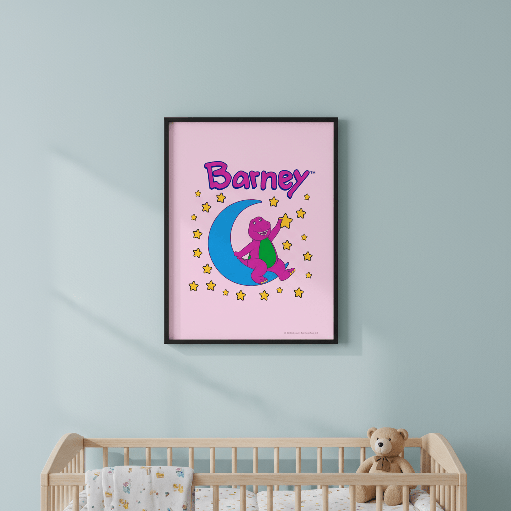 Barney Over the Moon Kids Bedroom Wall Art wall - art - picture - poster