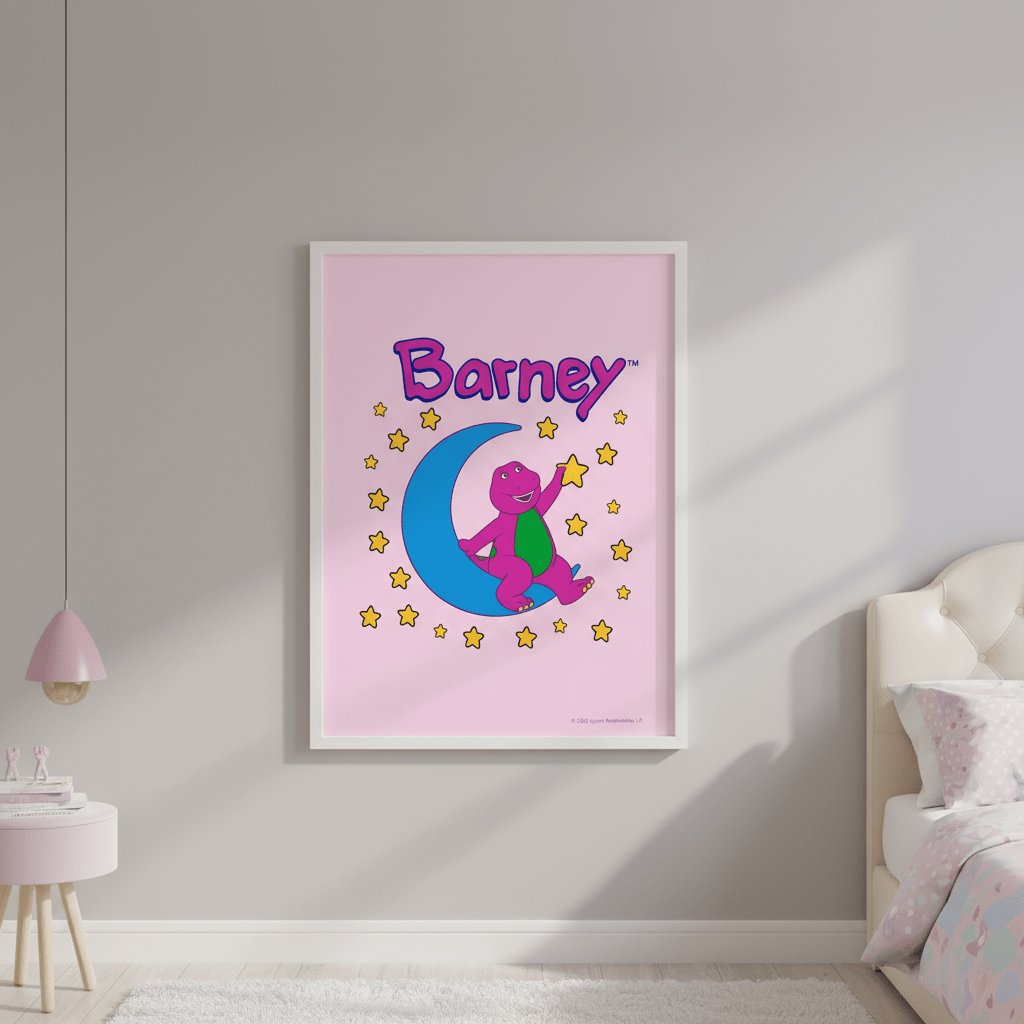 Barney Over the Moon Kids Bedroom Wall Art wall - art - picture - poster
