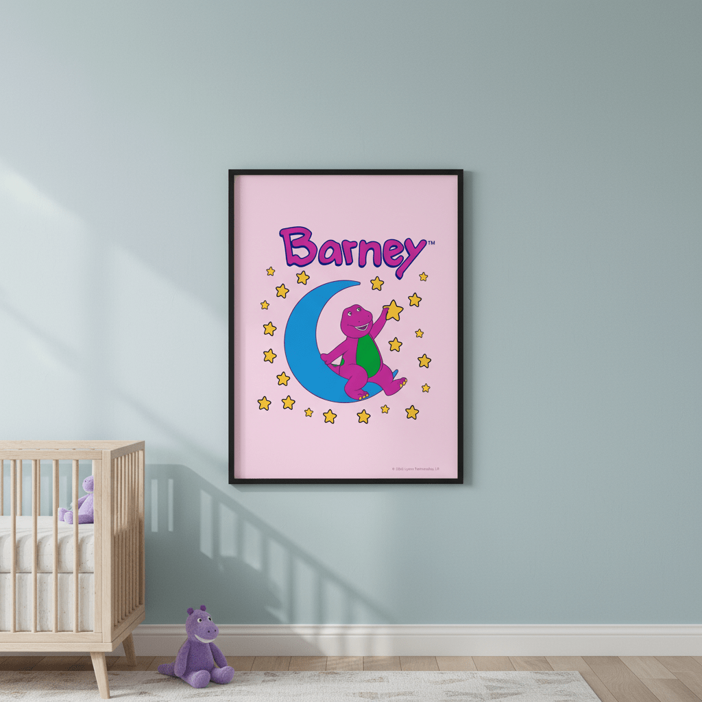 Barney Over the Moon Kids Bedroom Wall Art wall - art - picture - poster