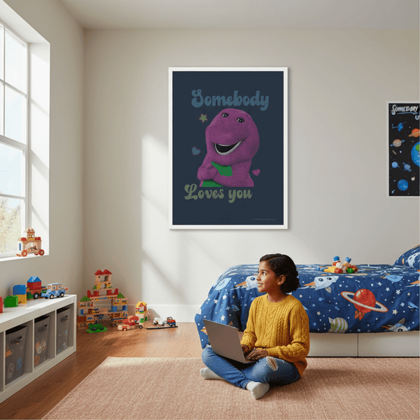 Barney Somebody Loves You Kids Bedroom Wall Art