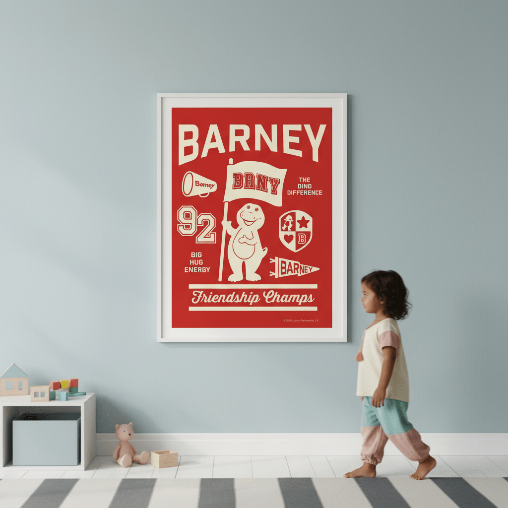 Barney Varsity Kids Bedroom Wall Art Print wall - art - picture - poster