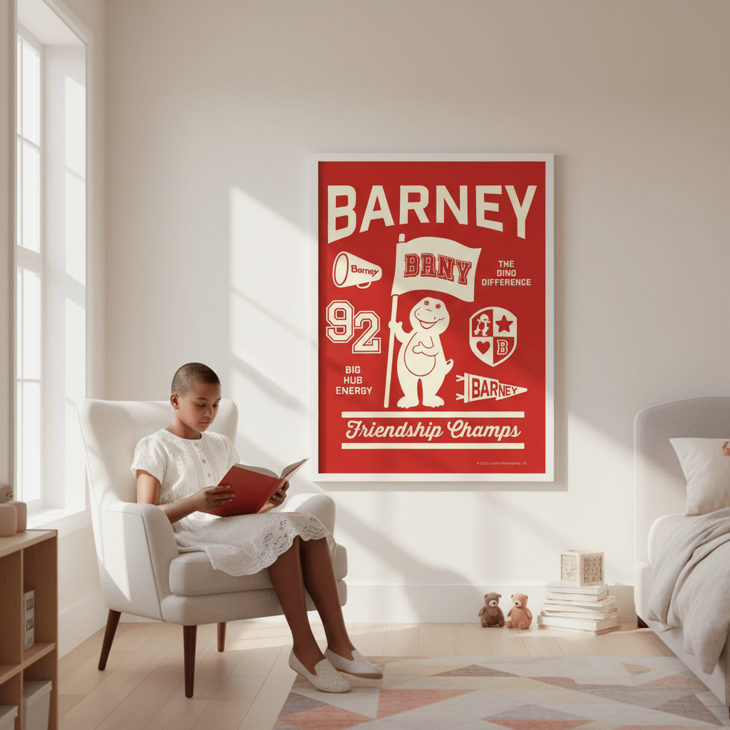 Barney Varsity Kids Bedroom Wall Art Print wall - art - picture - poster