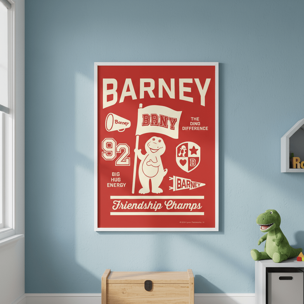 Barney Varsity Kids Bedroom Wall Art Print wall - art - picture - poster