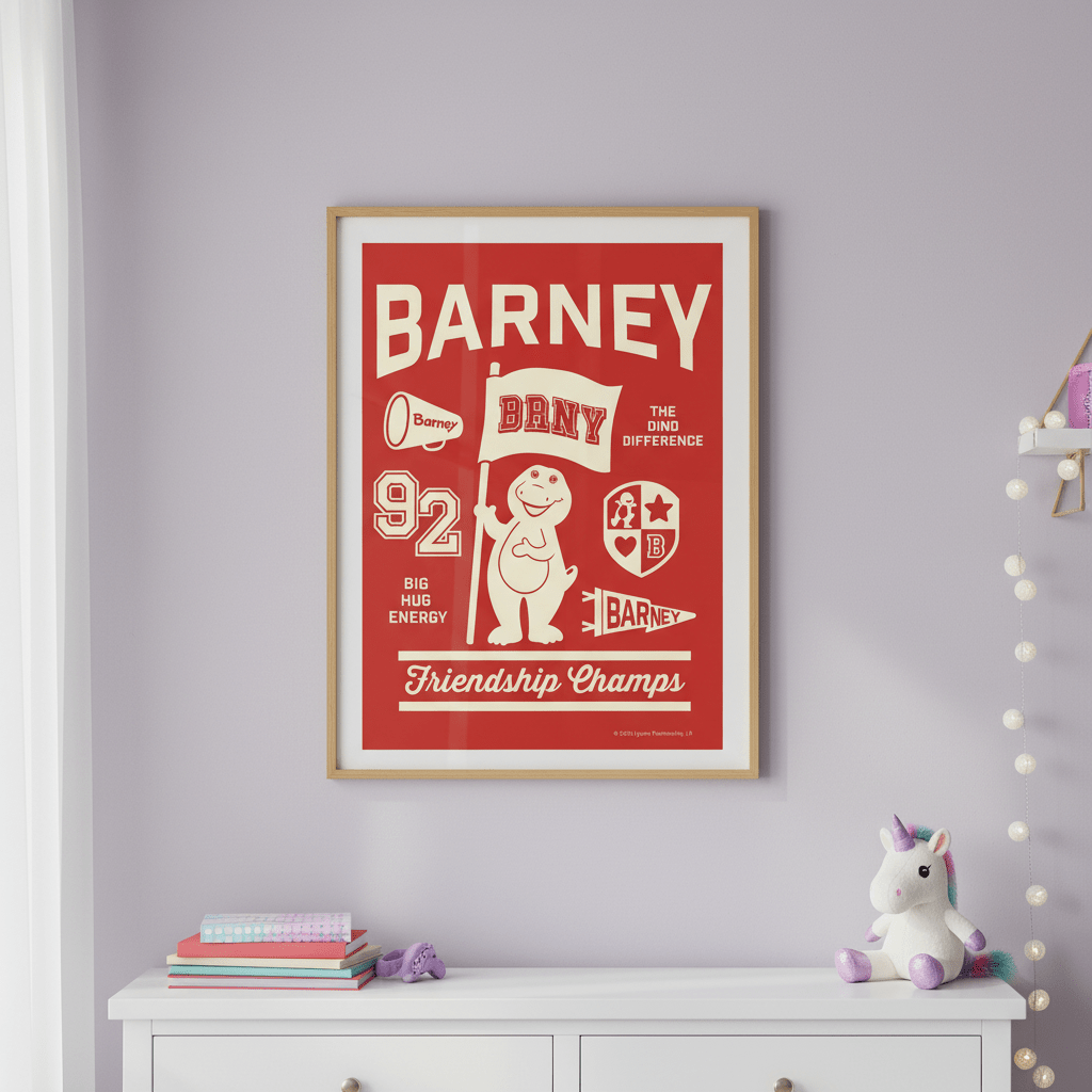 Barney Varsity Kids Bedroom Wall Art Print wall - art - picture - poster
