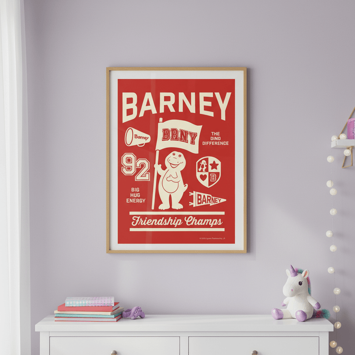 Barney Varsity Kids Bedroom Wall Art Print wall - art - picture - poster