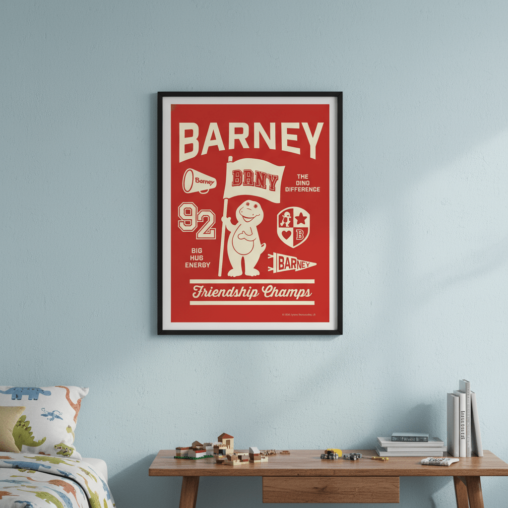 Barney Varsity Kids Bedroom Wall Art Print wall - art - picture - poster