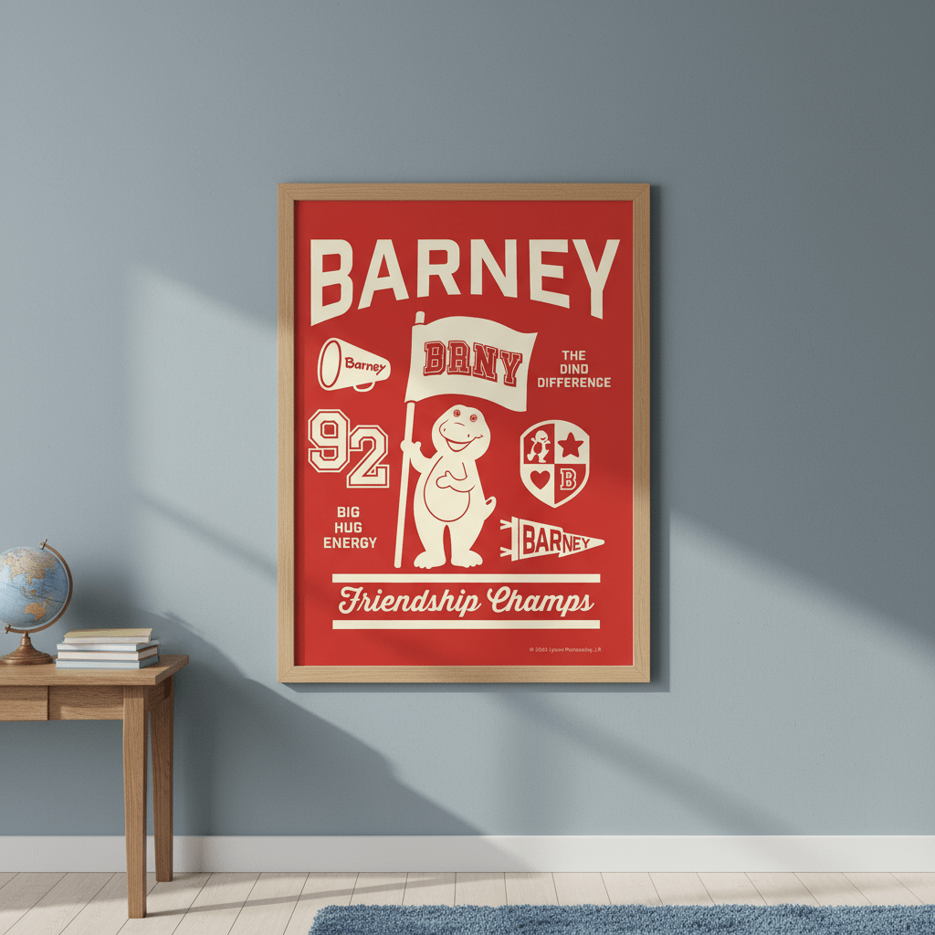 Barney Varsity Kids Bedroom Wall Art Print wall - art - picture - poster