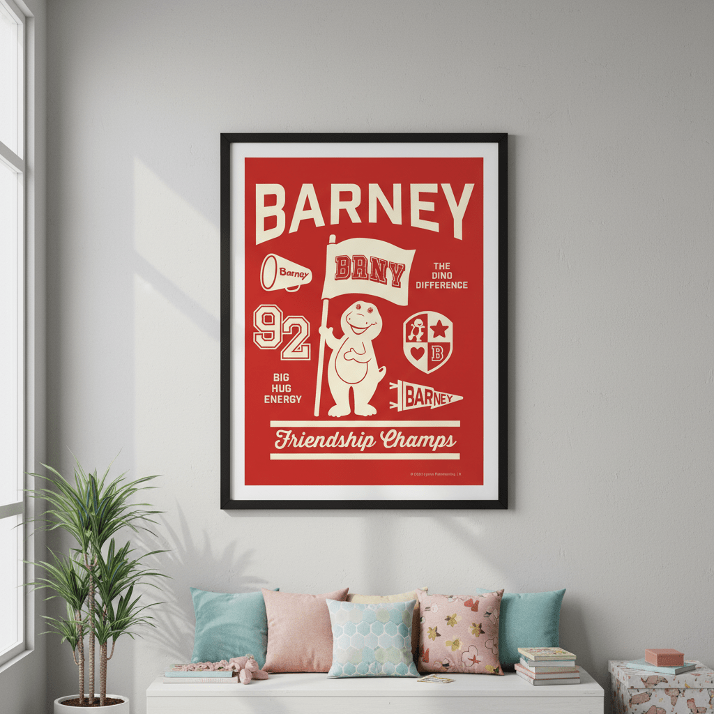 Barney Varsity Kids Bedroom Wall Art Print wall - art - picture - poster