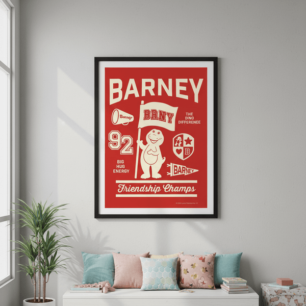 Barney Varsity Kids Bedroom Wall Art Print