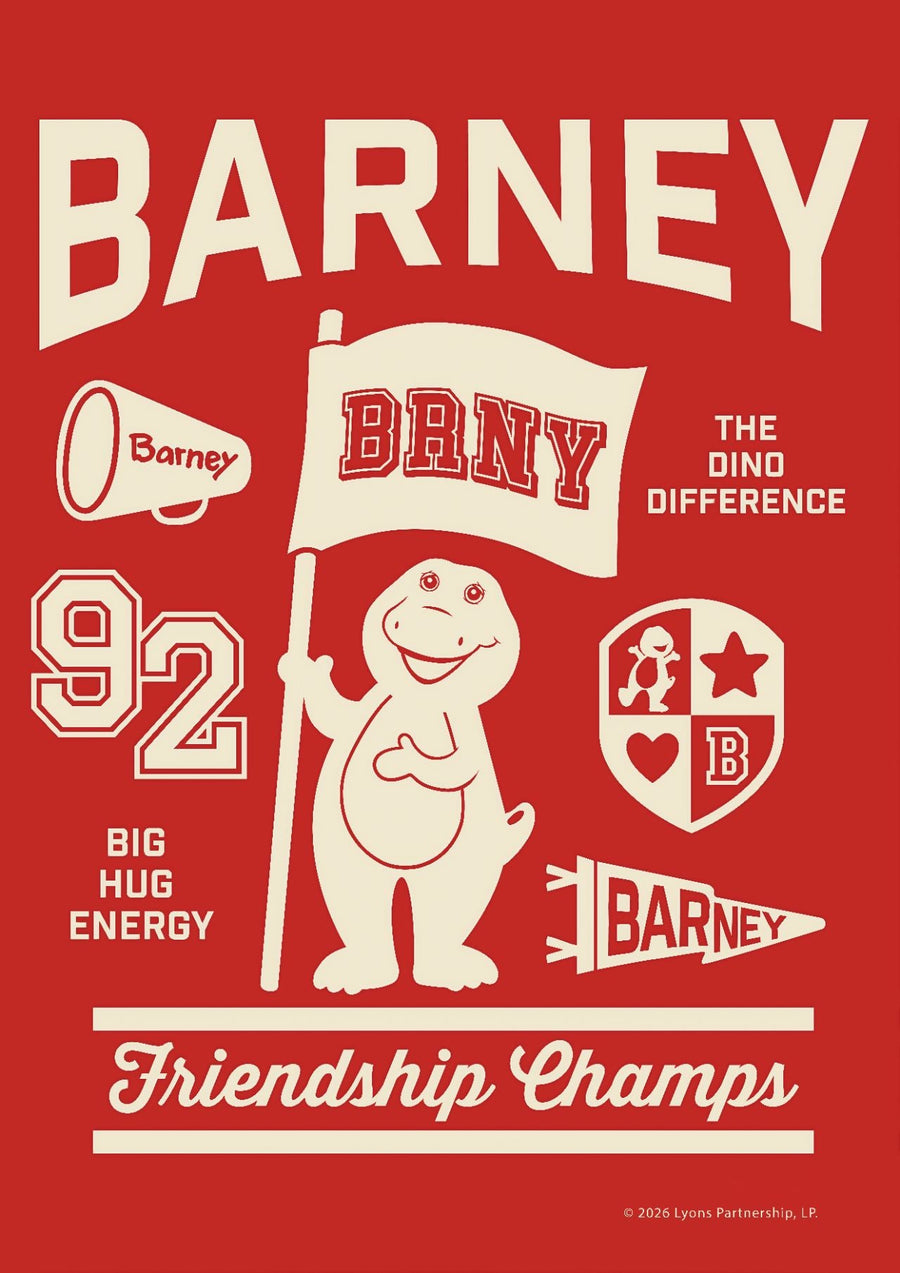 Barney Varsity Kids Bedroom Wall Art Print