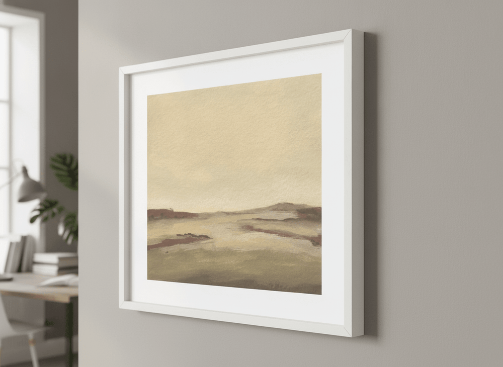 Contemporary wall art featured in a bright modern office workspace