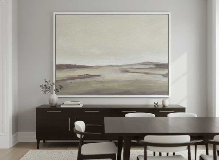 Monumental artwork centred on a feature wall in a luxe interior