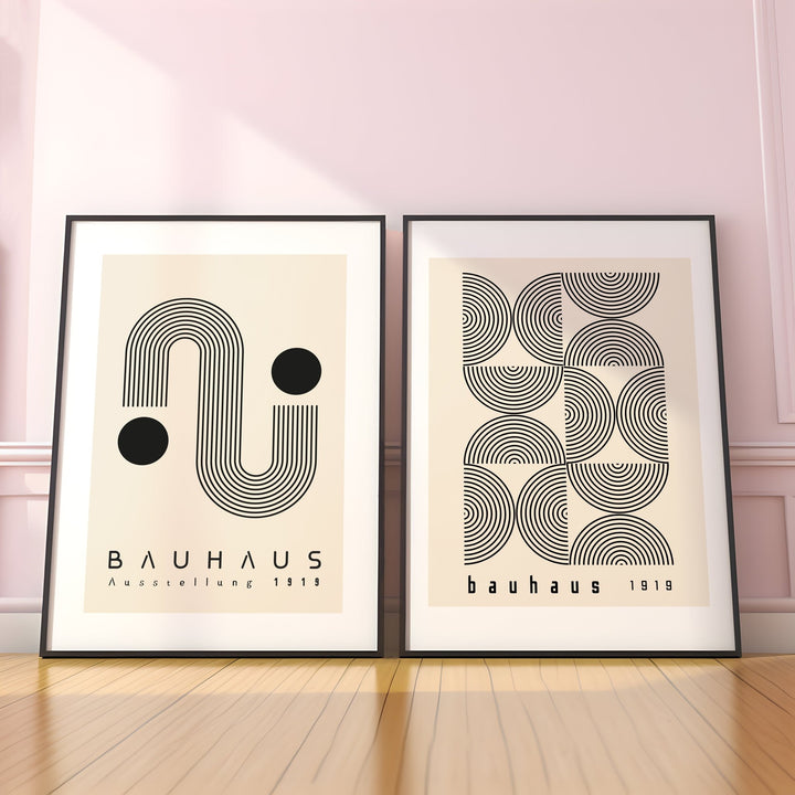 Bauhaus Abstract Line Art Work - Set of 2 Wall Art - Style My Wall