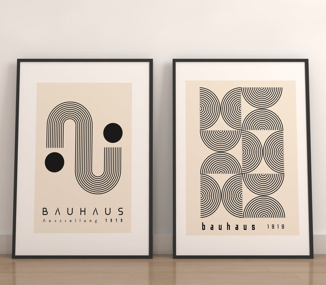 Bauhaus Abstract Line Art Work - Set of 2 Wall Art - Style My Wall