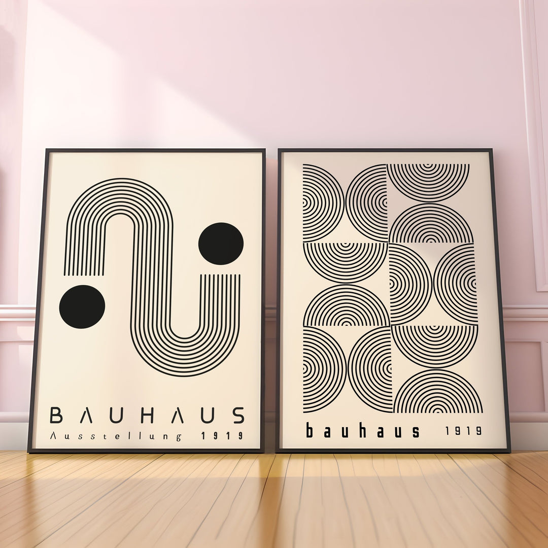 Bauhaus Abstract Line Art Work - Set of 2 Wall Art - Style My Wall