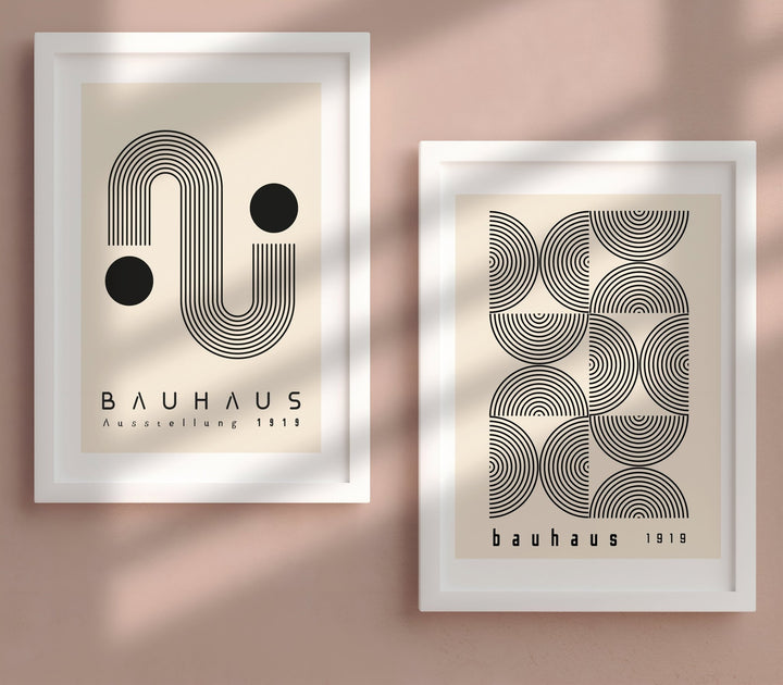 Bauhaus Abstract Line Art Work - Set of 2 Wall Art - Style My Wall