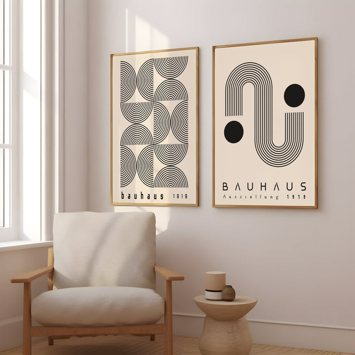 Bauhaus Abstract Line Art Work - Set of 2 Wall Art - Style My Wall