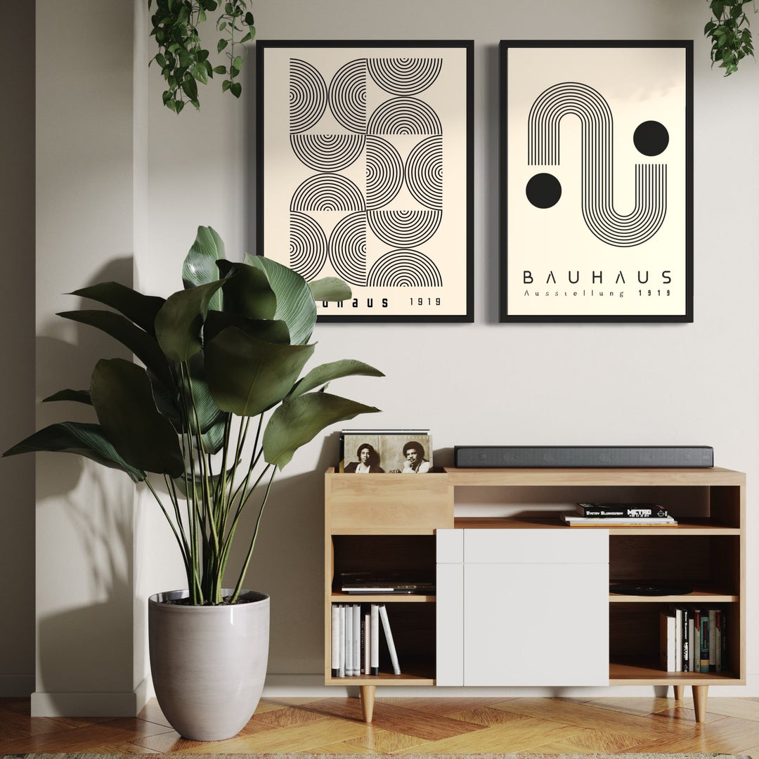 Bauhaus Abstract Line Art Work - Set of 2 Wall Art - Style My Wall