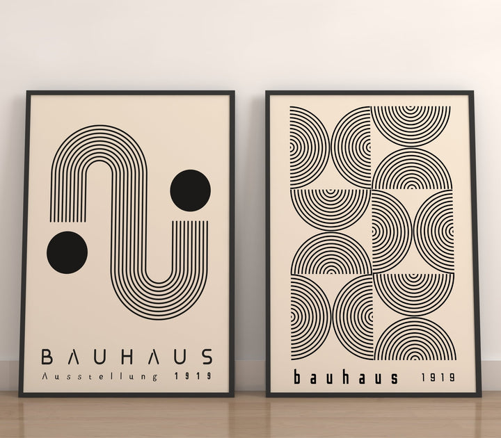 Bauhaus Abstract Line Art Work - Set of 2 Wall Art - Style My Wall