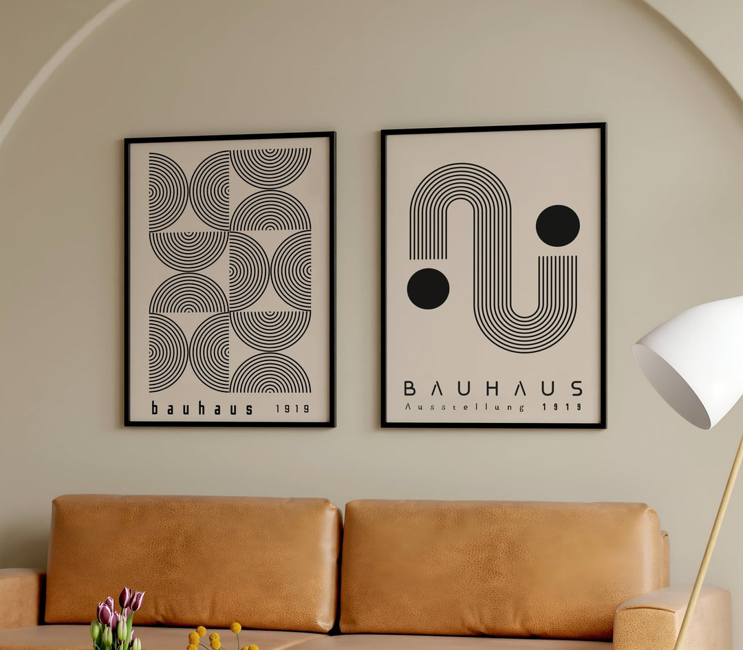 Bauhaus Abstract Line Art Work - Set of 2 Wall Art - Style My Wall