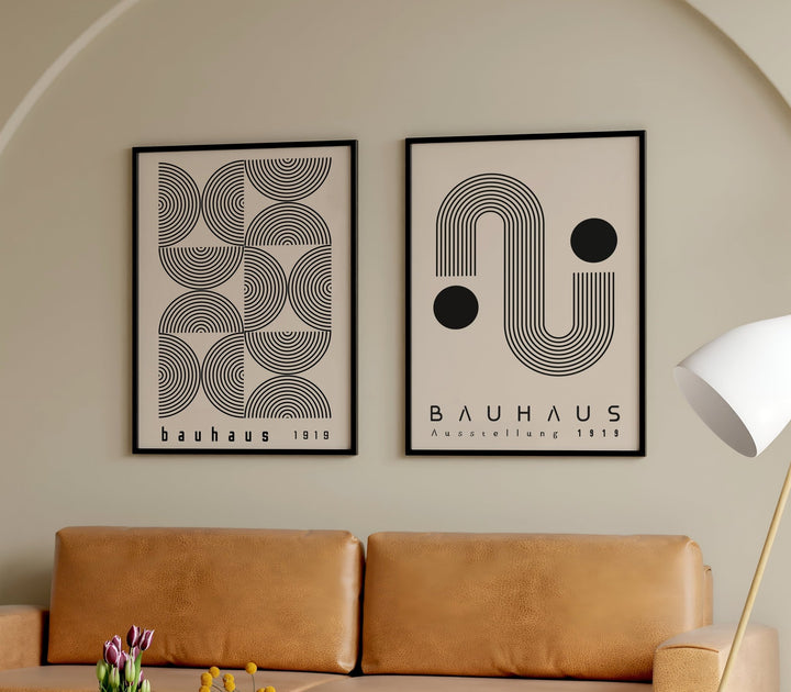 Bauhaus Abstract Line Art Work - Set of 2 Wall Art - Style My Wall