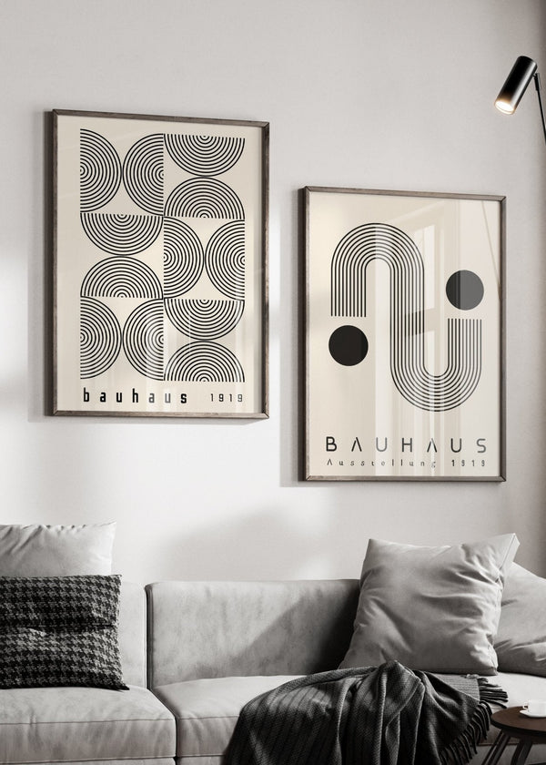 Bauhaus Abstract Line Art Work - Set of 2 Wall Art