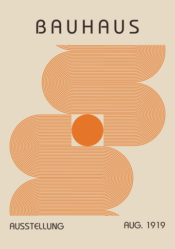 bauhaus orange wall art circle meets lines print download artwork for home -frame