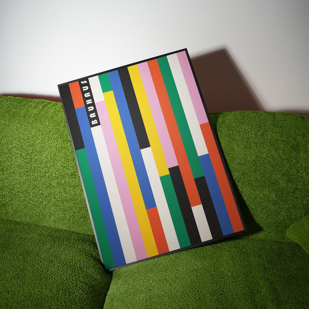 Bauhaus Coloured Vertical Retro Lines wall - art - picture - poster