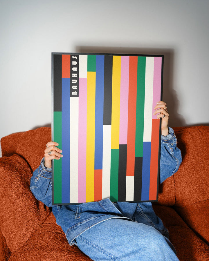 Bauhaus Coloured Vertical Retro Lines wall - art - picture - poster