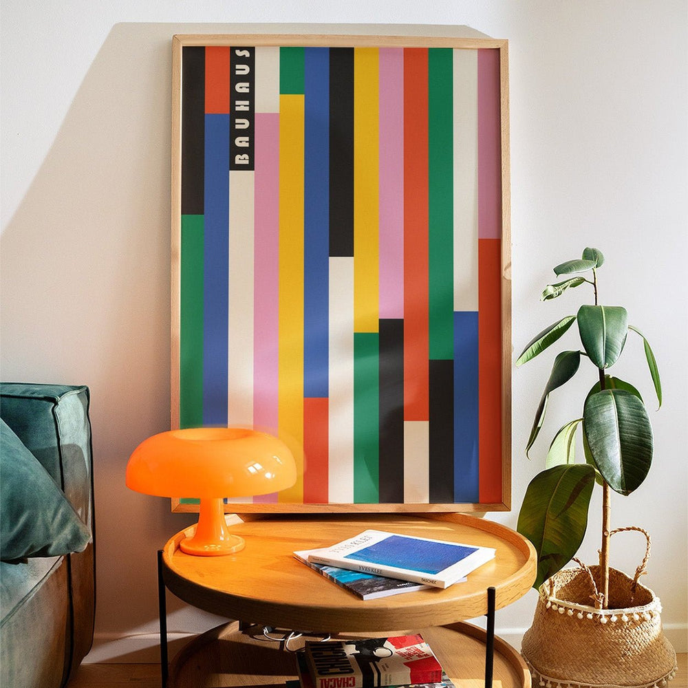 Bauhaus Coloured Vertical Retro Lines wall - art - picture - poster