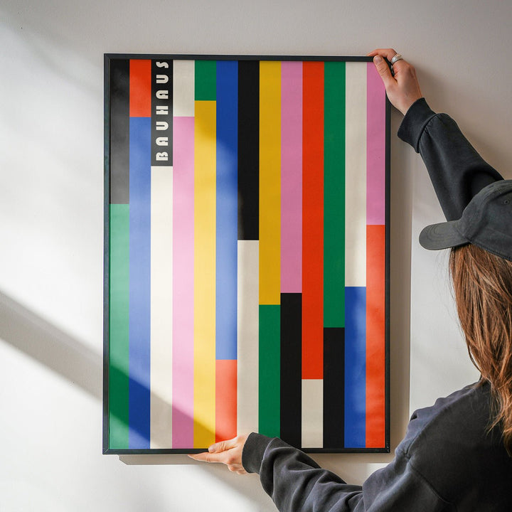 Bauhaus Coloured Vertical Retro Lines wall - art - picture - poster