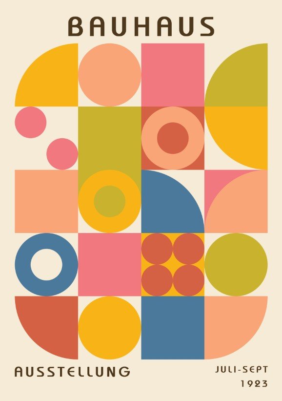 Bauhaus Colourful Square Pattern Ausstellung Wall Art