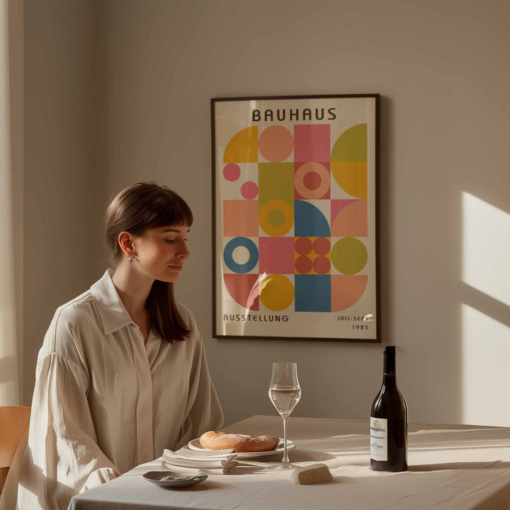 Bauhaus Dining Black Print Wall Art Geometric Colours