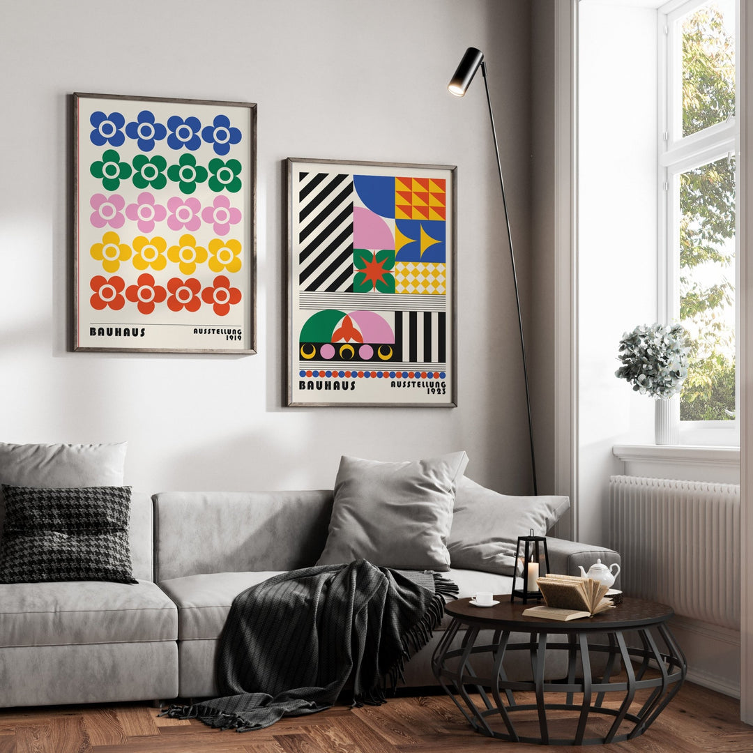 Bauhaus Flower Maze Set of 2 Prints wall - art - picture - poster