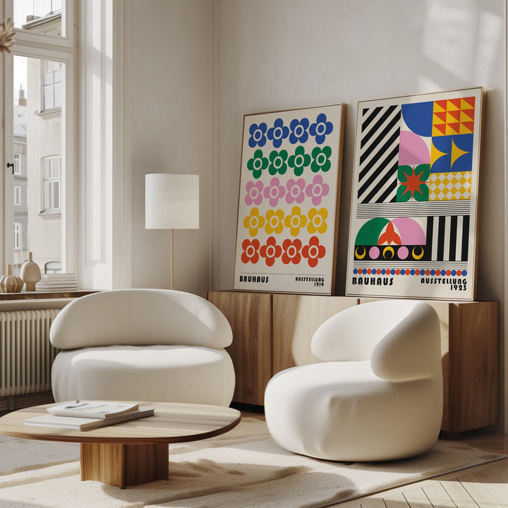Bauhaus Flower Maze Set of 2 Prints wall - art - picture - poster