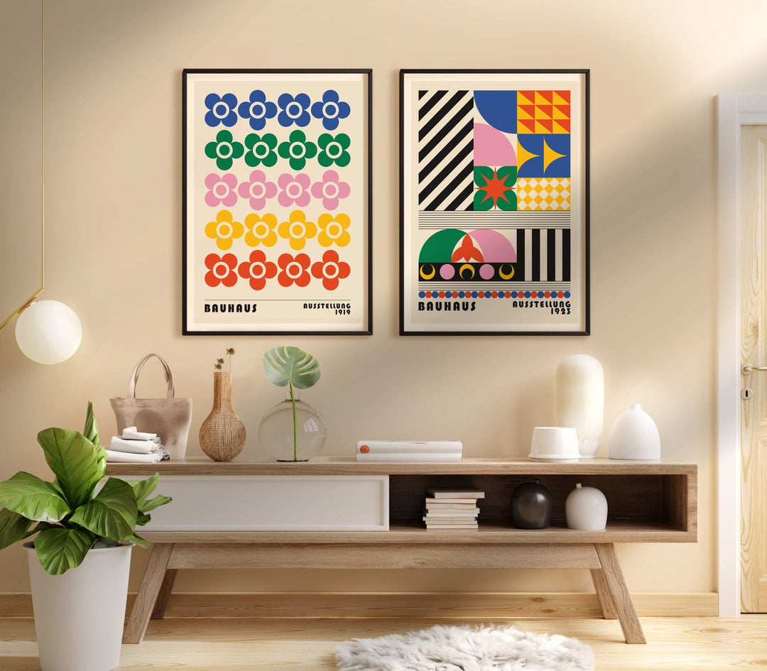 Bauhaus Flower Maze Set of 2 Prints wall - art - picture - poster