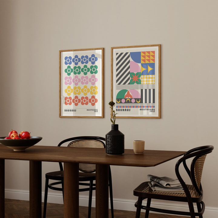 Bauhaus Flower Maze Set of 2 Prints wall - art - picture - poster