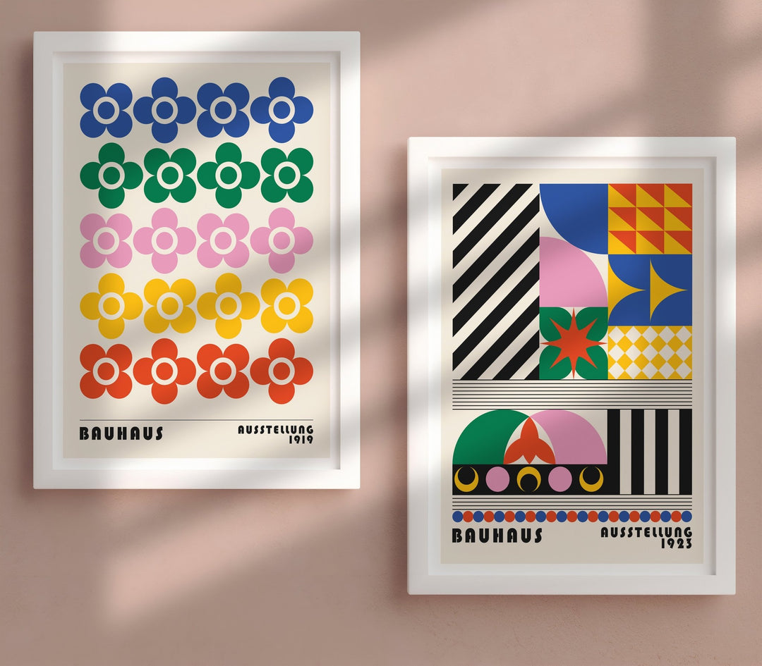 Bauhaus Flower Maze Set of 2 Prints wall - art - picture - poster