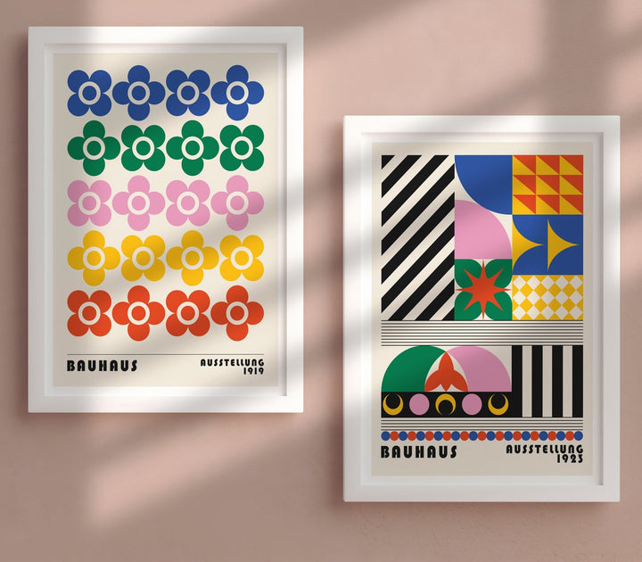 Bauhaus Flower Maze Set of 2 Prints wall - art - picture - poster