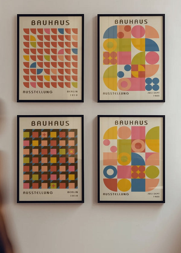 Bauhaus Gallery Set of 4 Repeating Colour Wall Art