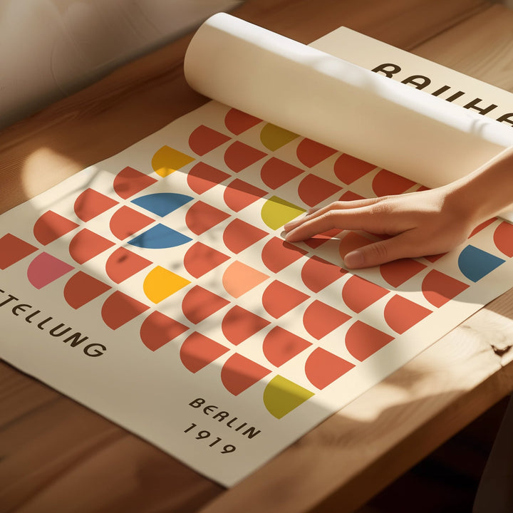 Bauhaus Gallery Set of 4 Repeating Colour Wall Art,livingrooom,timber border.