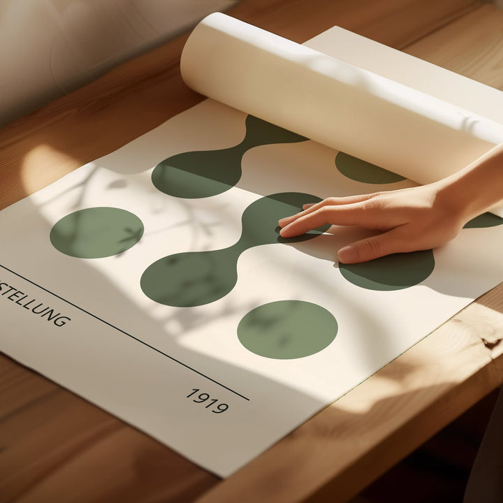 Bauhaus Green Drops & Striking Waves Pair wall - art - picture - poster