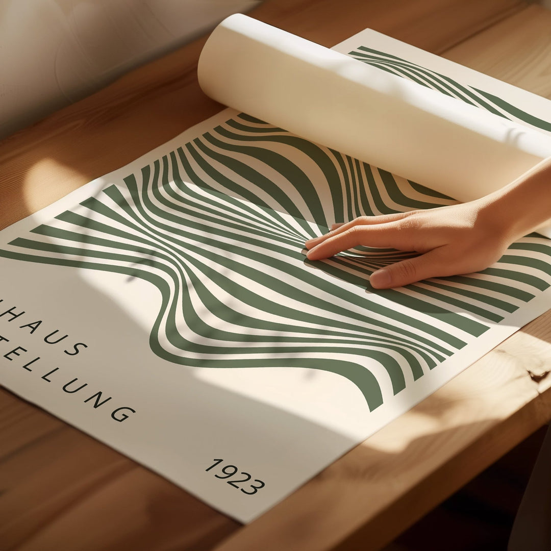 Bauhaus Green Drops & Striking Waves Pair wall - art - picture - poster