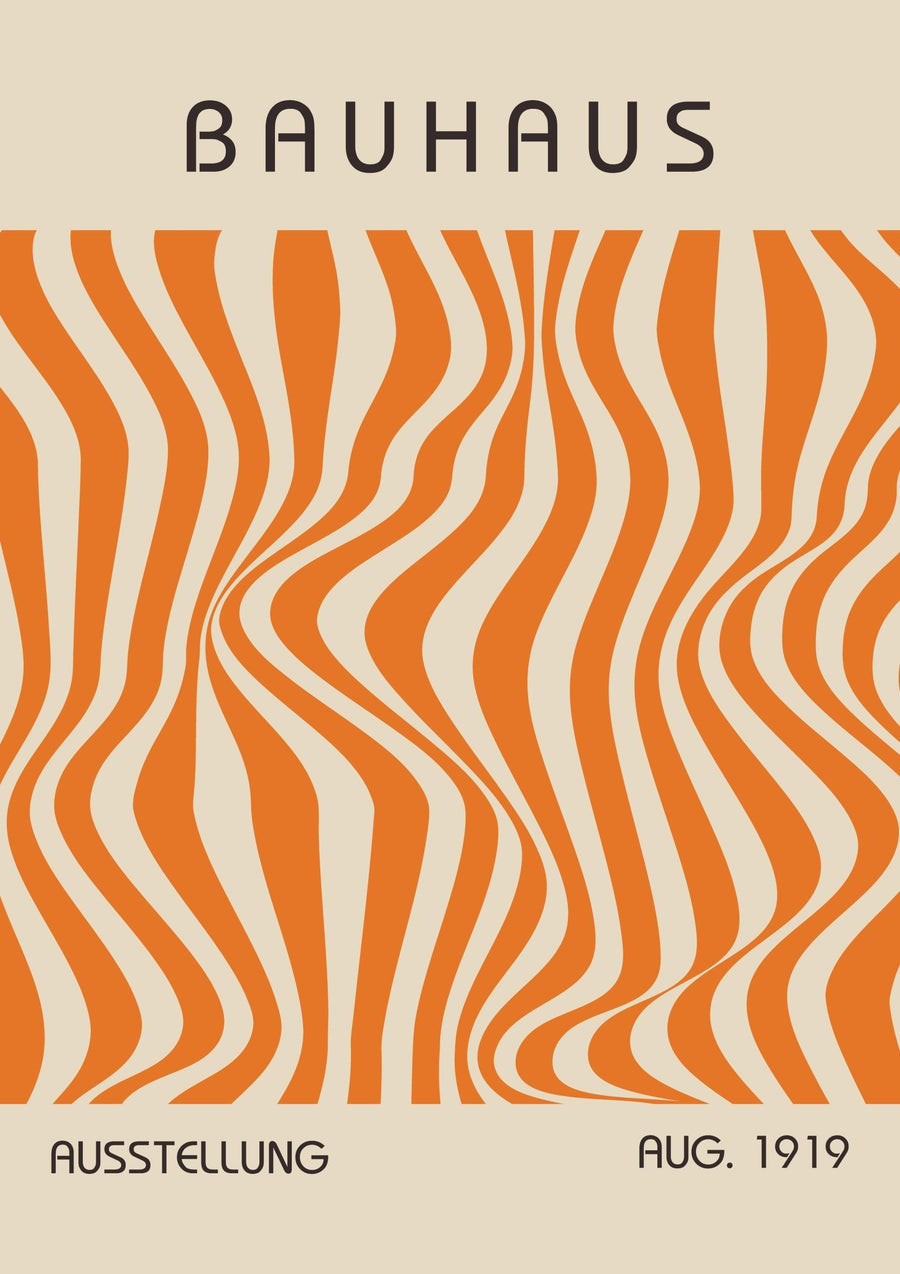 Bauhaus Orange Abstract Waved Lines 1919