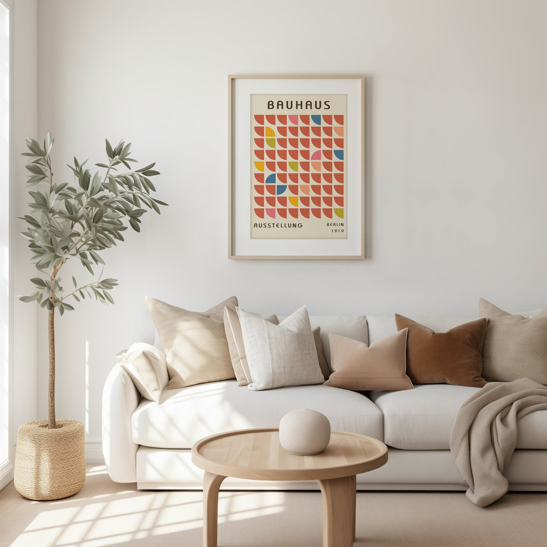 Bauhaus Repeat Pattern Wall Print,diningroom,timber border