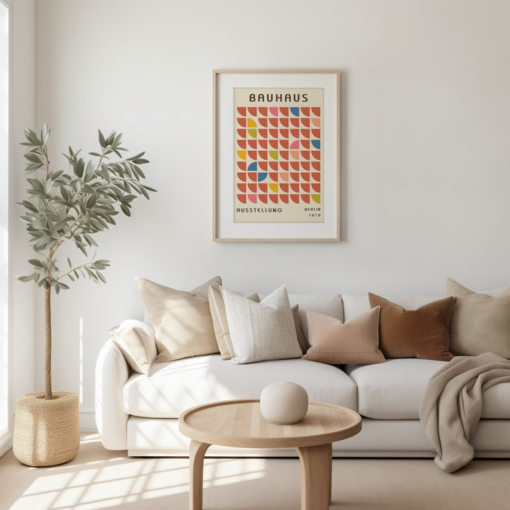 Bauhaus Repeat Pattern Wall Print,diningroom,timber border