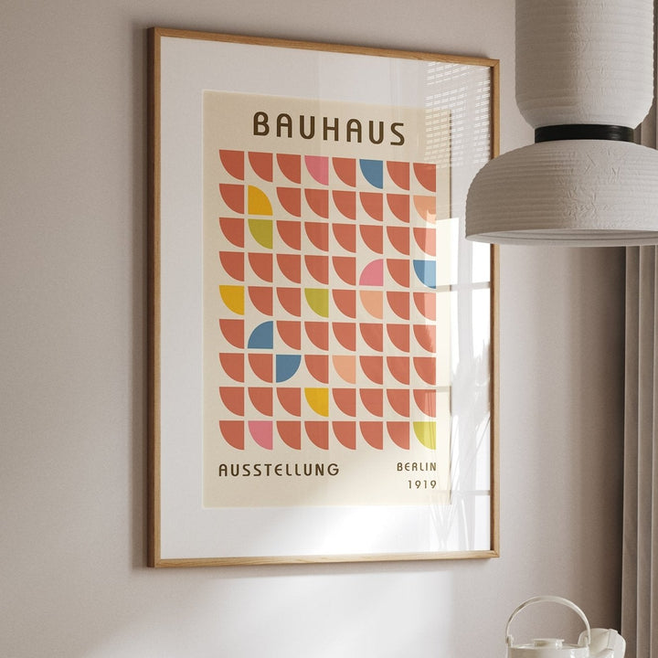 Bauhaus Repeat Pattern Wall Print,diningroom,timber border