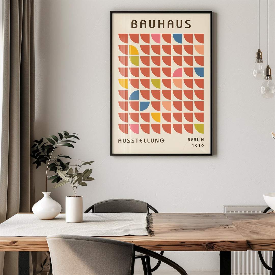 Bauhaus Repeat Pattern Wall Print,diningroom,timber border