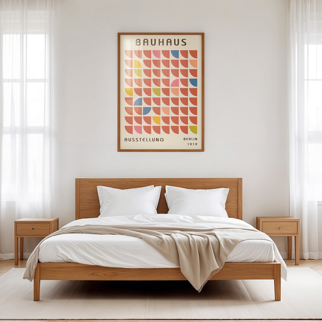 Bauhaus Repeat Pattern Wall Print,diningroom,timber border