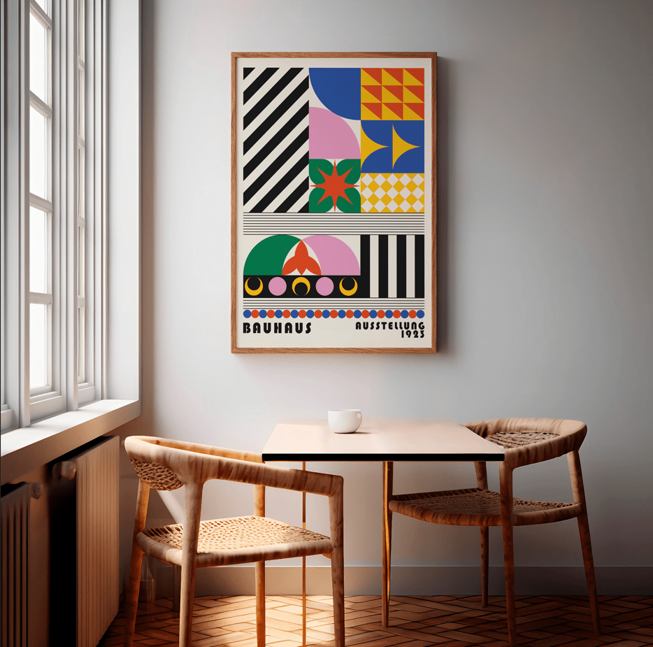 Bauhaus Retro Maze Coloured Patterns wall - art - picture - poster